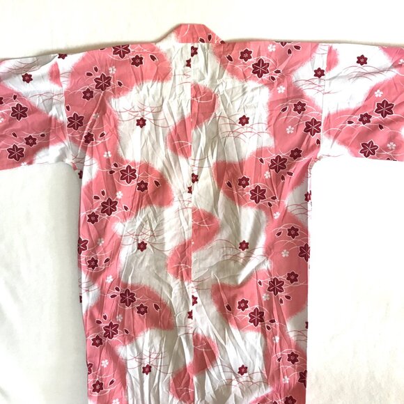 Vintage Pink White Floral Kimono Japan - Picture 2 of 7